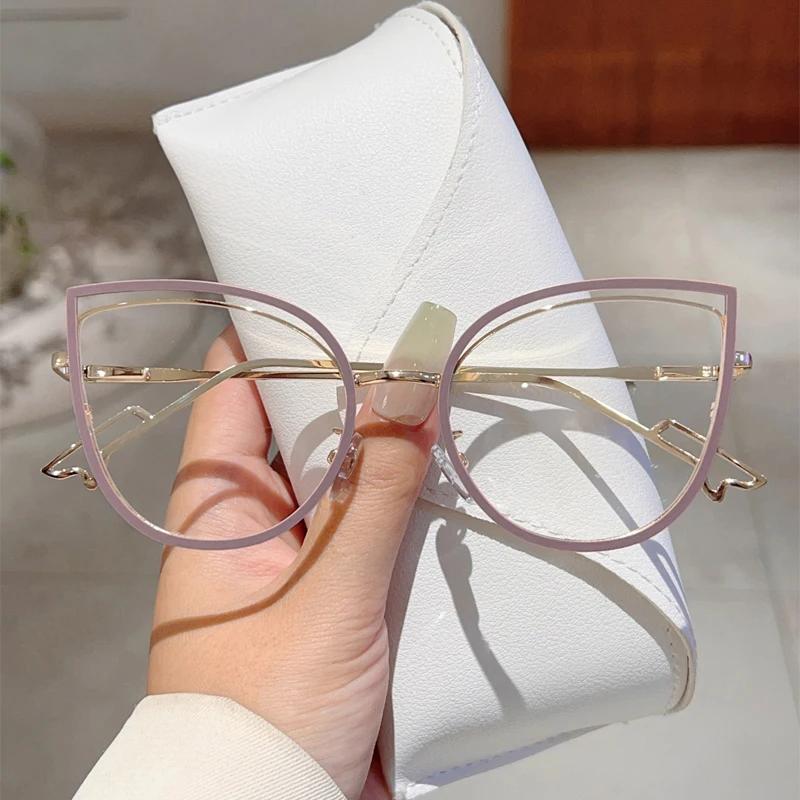 KAMMPT Oversized Cat Eye Glasses Women New Stylish Blue Light Blocking Optical Frames Trendy Sweet Fashion Vintage Decor Eyewear