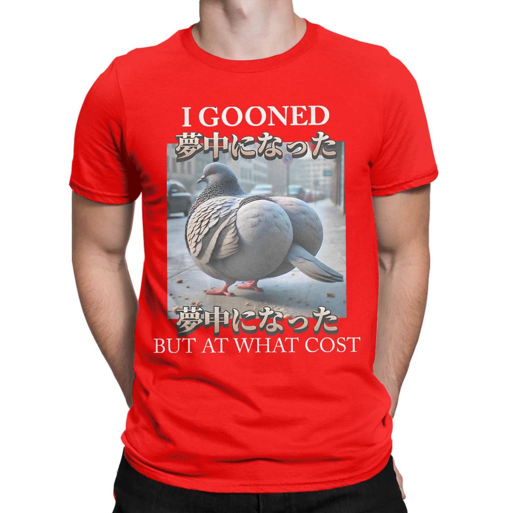 I Gooned But At What Cost Funny Pigeon Meme Cotton TShirt For Mens Summer TShirts Breathable Tee Shirt Plus Size Clothing