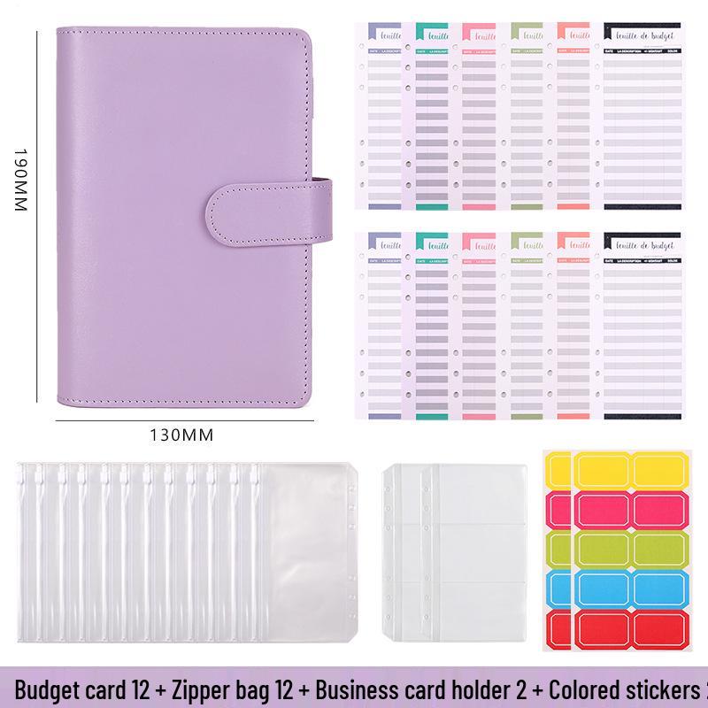 A6 Macaron Leather PU Loose-leaf Binder Notebook for Family Finance Budget Planning