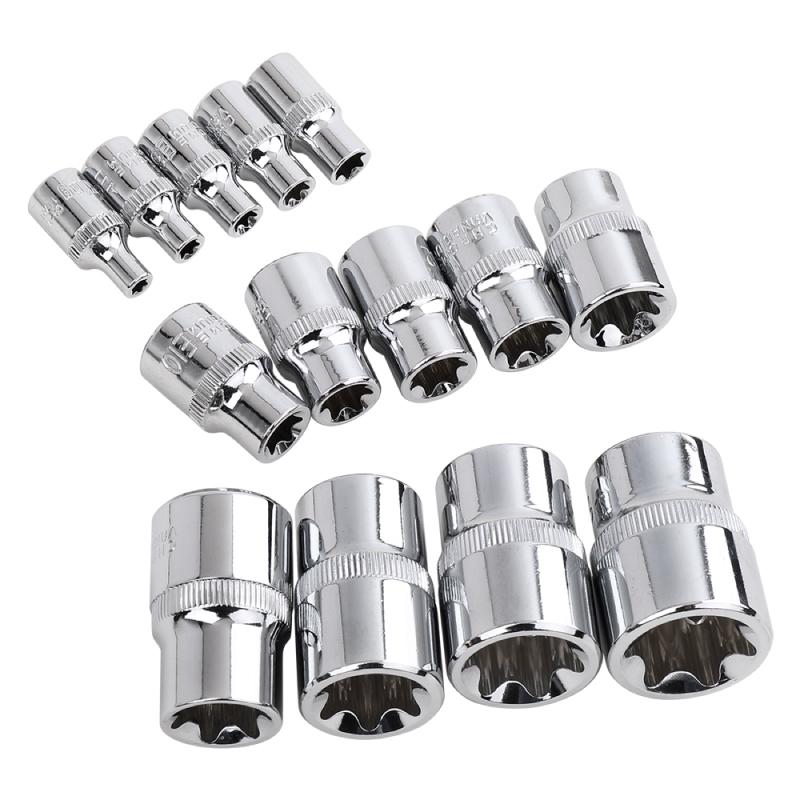 E-Type Star Socket Set: Large, Medium, Small Flower Head Sleeves for Auto Repair (E8, E10, E14, E20, E22)