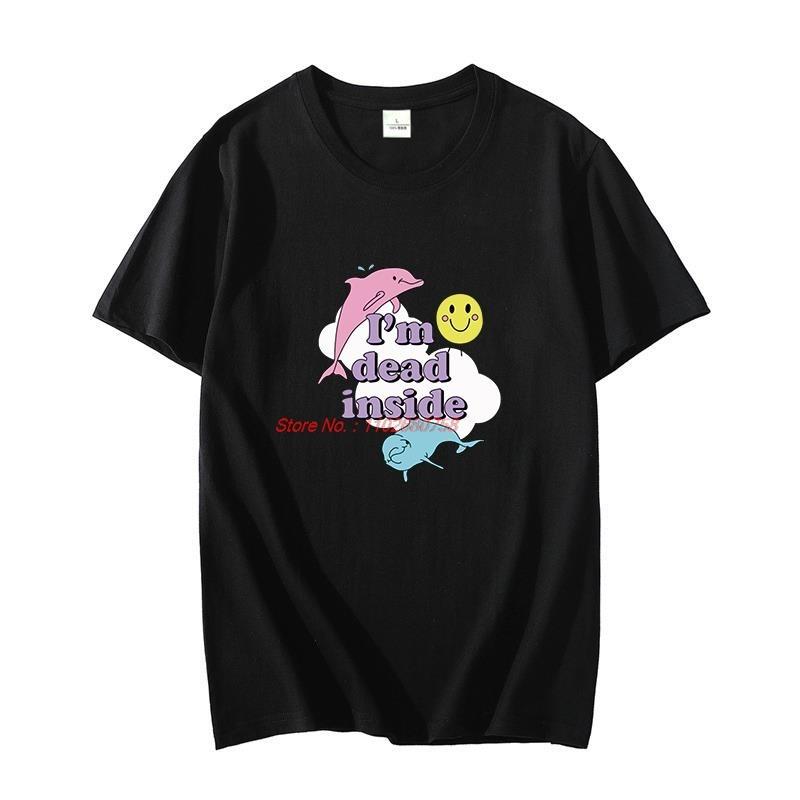 Unisex Oversized Cotton Tshirt Dolphin Im Dead Inside Sunshine Funny Graphic Oneck Unisexs Summer Clothing