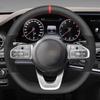 For Mercedes Benz W177 V177 W247 W205 C118 C257 W213 EQA H243 2018- Black  Leather Suede Car Steering Wheel Cover