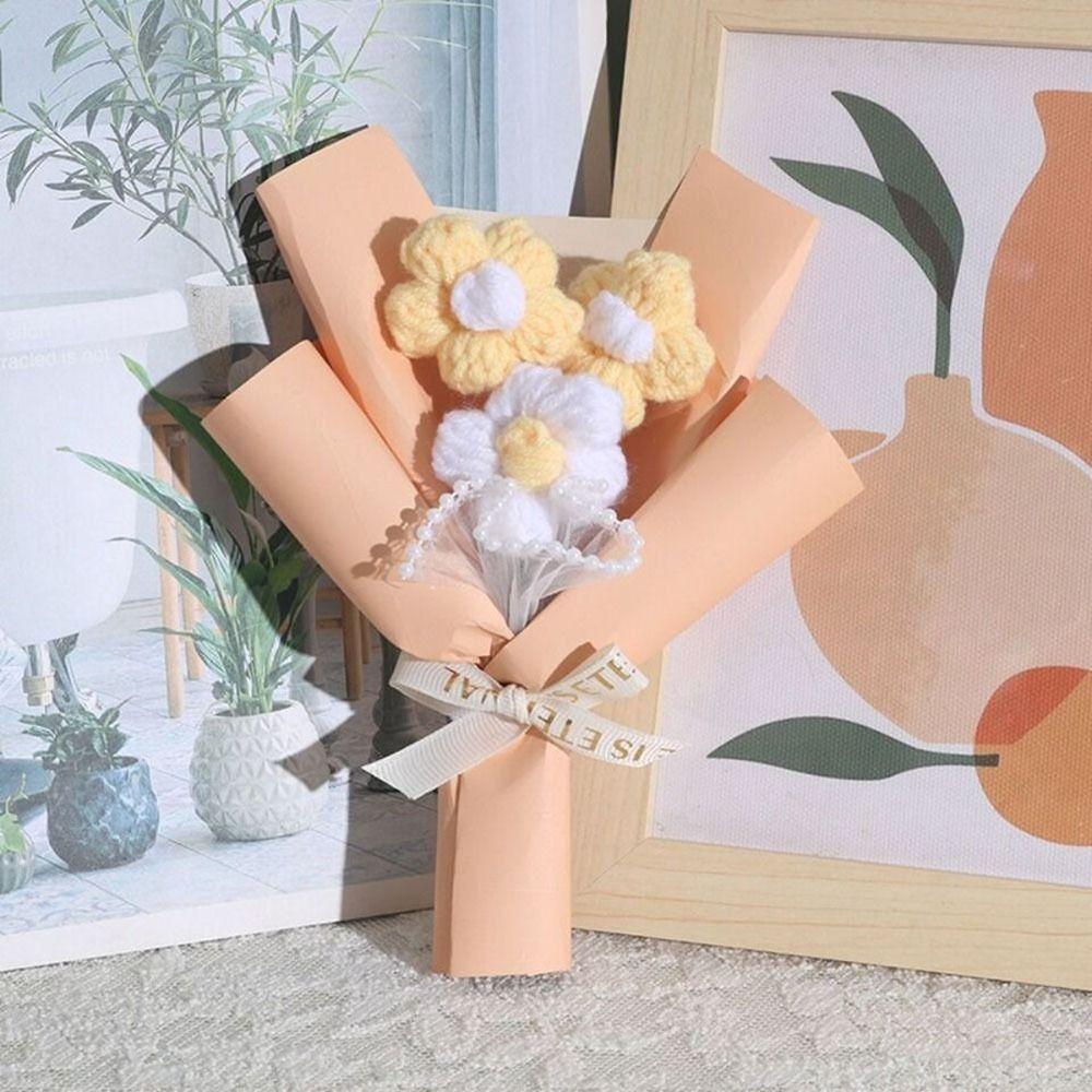 Wedding Companion Gift Fake Flowers Birthday Gift Handmade Flowers Beautiful Knitted Flower