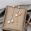 Asymmetrical Cherry Blossom Tassel Earrings