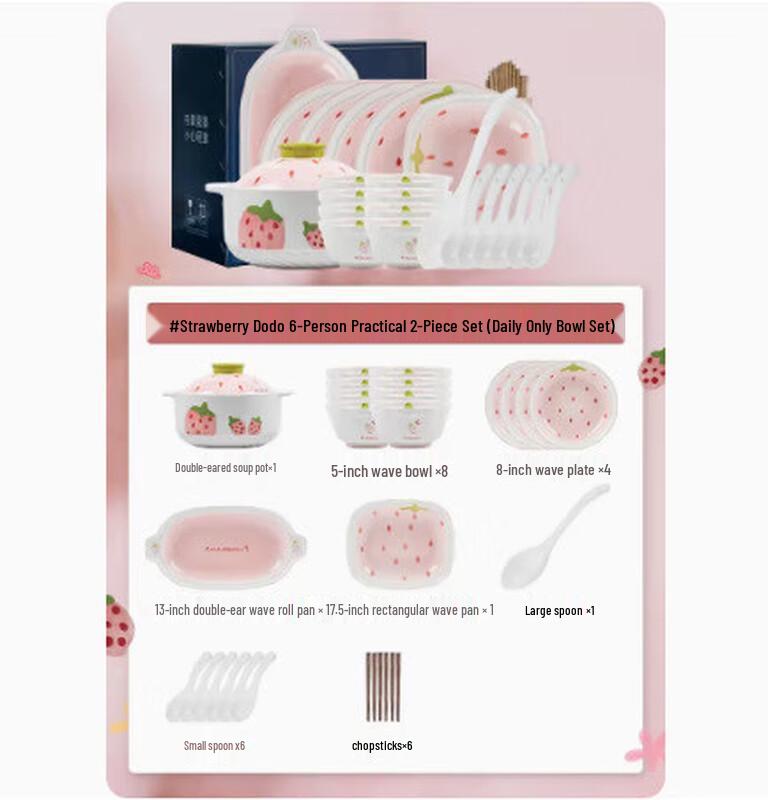 Strawberry Cartoon Ceramic Dinnerware Set