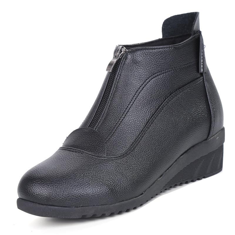 Square dance shoes women's soft-soled middle-heeled sports mother middle-aged dance shoes zipper autumn and winter short boots