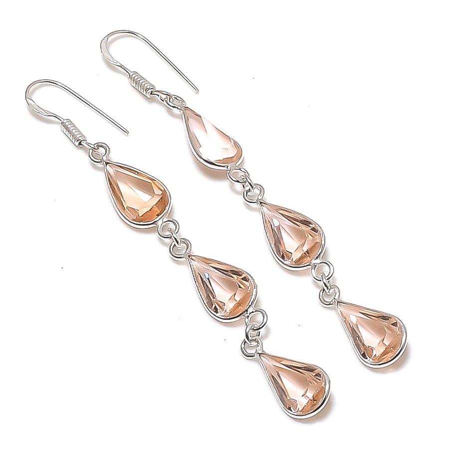 Natural Morganite Gemstone 925 Sterling Silver Jewelry Earring 2.96  AEE-11280