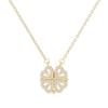 18k Gold Heart Necklace with Magnetic Clasp, White Light Zircon & Diamond Accents