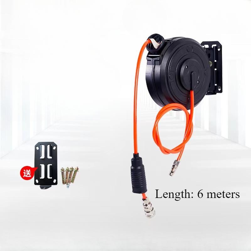Compressor Hose Reel Retractable 6m Automatic Rewind Tool Commercial Reel With Swivel Bracket Quick Coupler Air Compressor