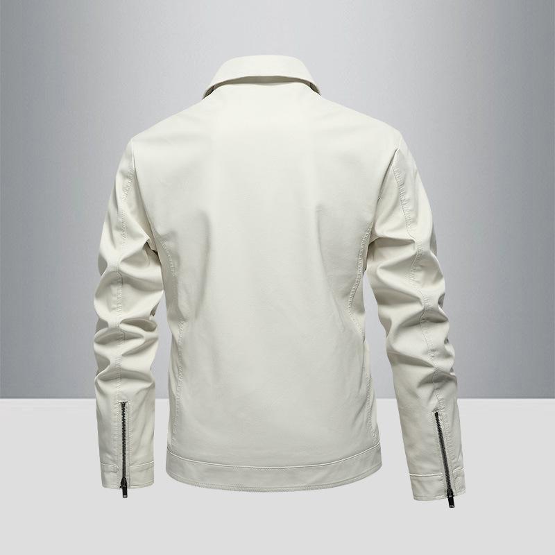 Leather Jacket for Men Spring and Autumn New Pu Lapel Leather Jacket Men's Motorcycle Lapel Handsome Jacket