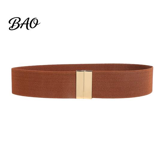 Stylish Waist Modifier Wide Elastic Belt, Adjustable Stretchy Belt with Metal Versatile Decorative Square Buckle, Slimming Waistband for Dresses