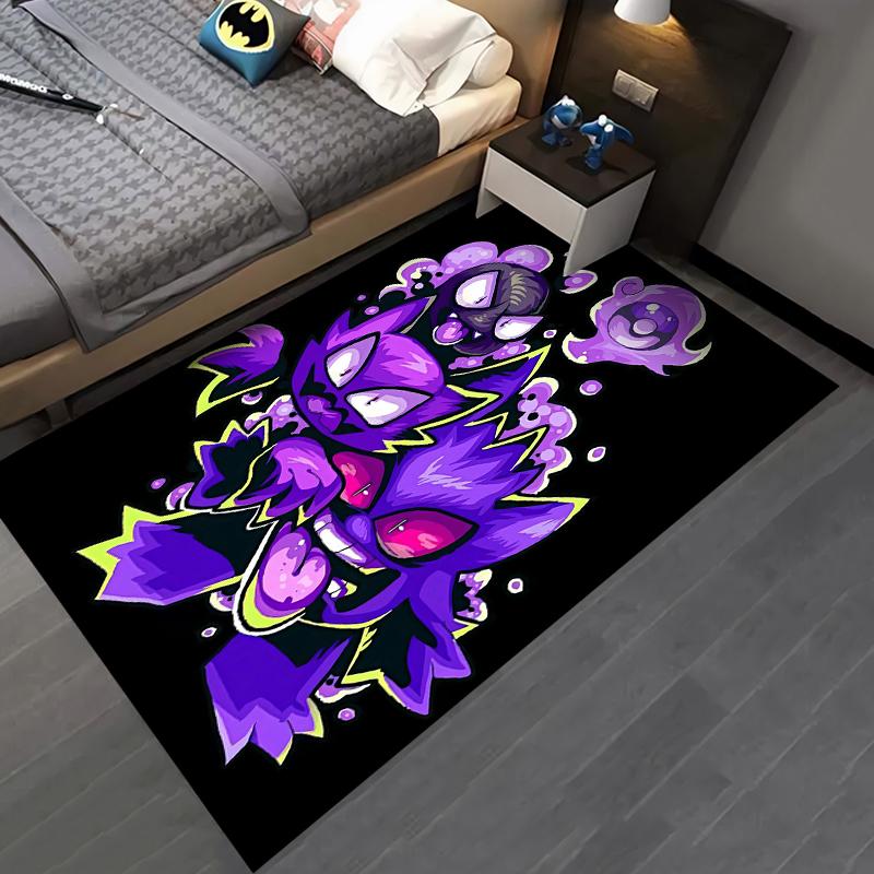 Pokemen Gengar Cartoon Pattern Living Room Bedroom Carpet Bedside Floor Mat 15 Sizes Kid's Room Cloakroom Play Mat Area Rug Gift