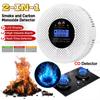 2 In 1 Carbon Monoxide Alarm Detector Battery Powered Smoke and Carbon Monoxide Detector Alarm LCD Display CO Detector for Home