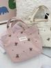 Corduroy Bear Handbag for Women, Outer Carry Bag, Lunch Bag, Student Small Lunch Box