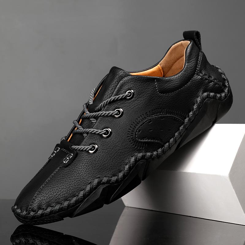 Mens Shoes Lace Up Handmade Sewing Leather Shoes Handmade Soft Breathable Luxury Men Moccasins Designer Men Sneakers Big Size 48