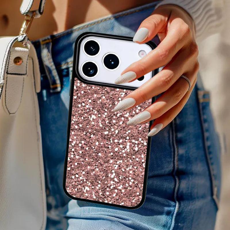 Gold Rose Glitter Pink Love pattern Phone Case For iPhone 17 Air 14 15 13 12 Max Cover For Apple 14 15 16 16e 11 Pro Max Plus