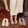 Thick heel high-end rhinestone cool slippers fairy shoes new summer temperament silver toe slippers