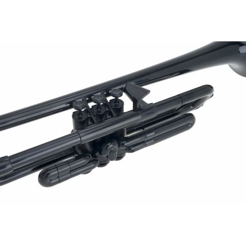 pInstruments pTrumpet Bb Plastic Wind Instrument, Made of Lightweight and Durable ABS with Bio-Coated Antibacterial Coating, Black, PTRUMPET1BLK, Incl