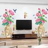 Lotus Vase Self-Adhesive Living Room Bedroom Decoration Wall Stickers Tv Background Wall Chinese Style Porch Stickers Quality