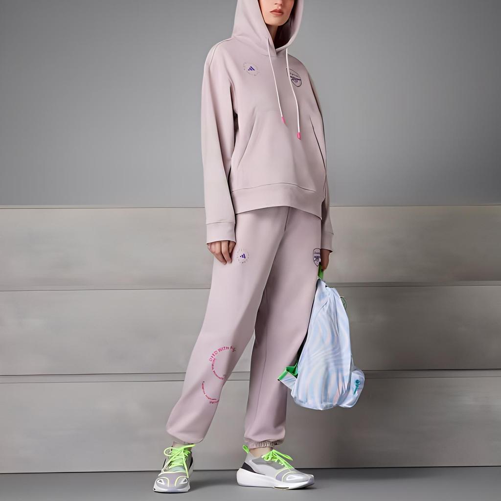 Adidas X Stella McCartney Collaboration Letter Print Loose Cuff Knit Sports Pants Women Pants Pink IA1500
