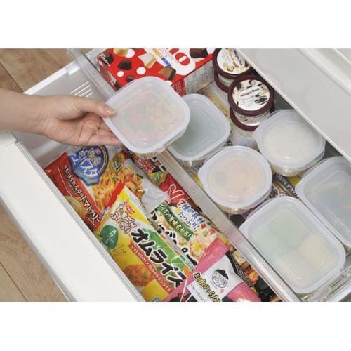 Microwave and Dishwasher Safe Rice and Frozen Rice Containers (Clear) with RC Sticker (rcnp1) - Set of 2