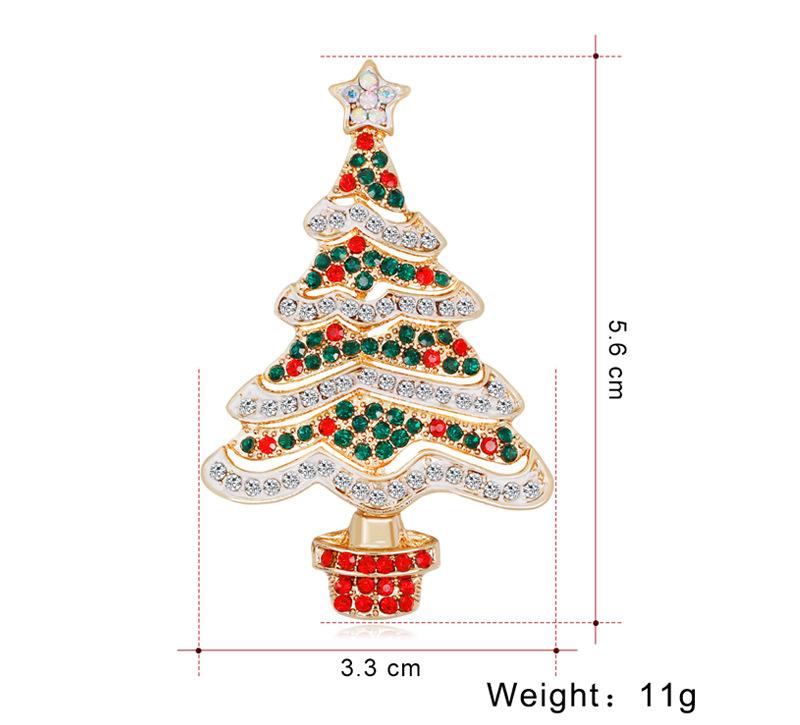 Women Christmas Tree Brooch Crystal Inlaid Breastpin Top Decoration Jewelry for Ladies