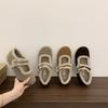 Cowhide Version Retro Plush Shoes Fluffy Shoes Women Wear Thick-soled Warm Single Shoes Versatile Mary Jane Cotton Shoes
