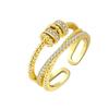 Huaya Women's Brass Rotatable Reduce Anxiety Creative Rings Delicate Shining Bead Open Ring Ladys Dazzling Jewelry Accessories