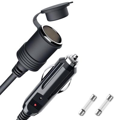 Cigarette Lighter Socket Extension Cable, /24V, Car Cigarette Lighter Charger Cable, Built-in 15A Fuse,