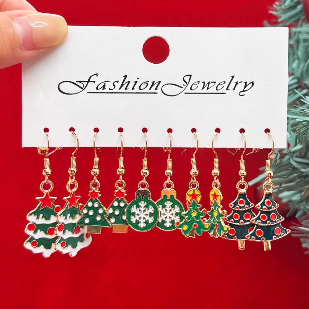 Xiaomi 40PCS Women's Christmas Earring Set, Drip Oil Christmas Tree Santa Claus Snowman Pendant Earrings, Christmas Gifts Choice
