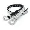 Y2K Rhinestone Waistband Solid Color Women PU Belt Fashion Shiny Wide Belt  Men