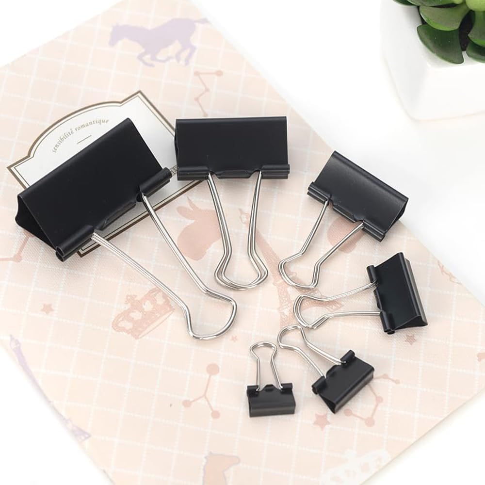 Binder Clips 100 Pack 0.75inch, 19mm Mini Black Office Paper Clip, Foldback Clips Clamp Binder Clips for Office Home Supplies