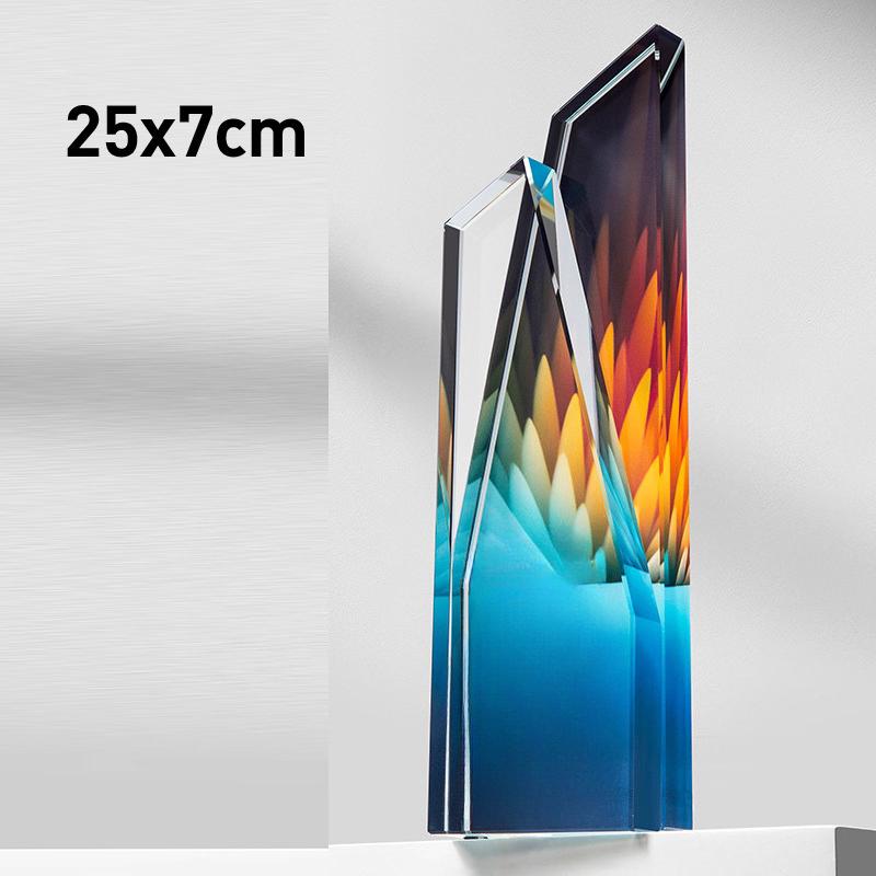 Customized Crystal Trophy, Color Printing Prize Sports Annual Meeting Awards Outstanding Employee Souvenir, Home Decoration, 1Pc