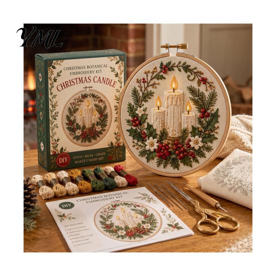 Christmas Ornament Craft Set Embroidery Kit for Beginners, Pre-Printed Pattern Full Creative Gift Parents And Friends of Tools, DIY Needlework Festive