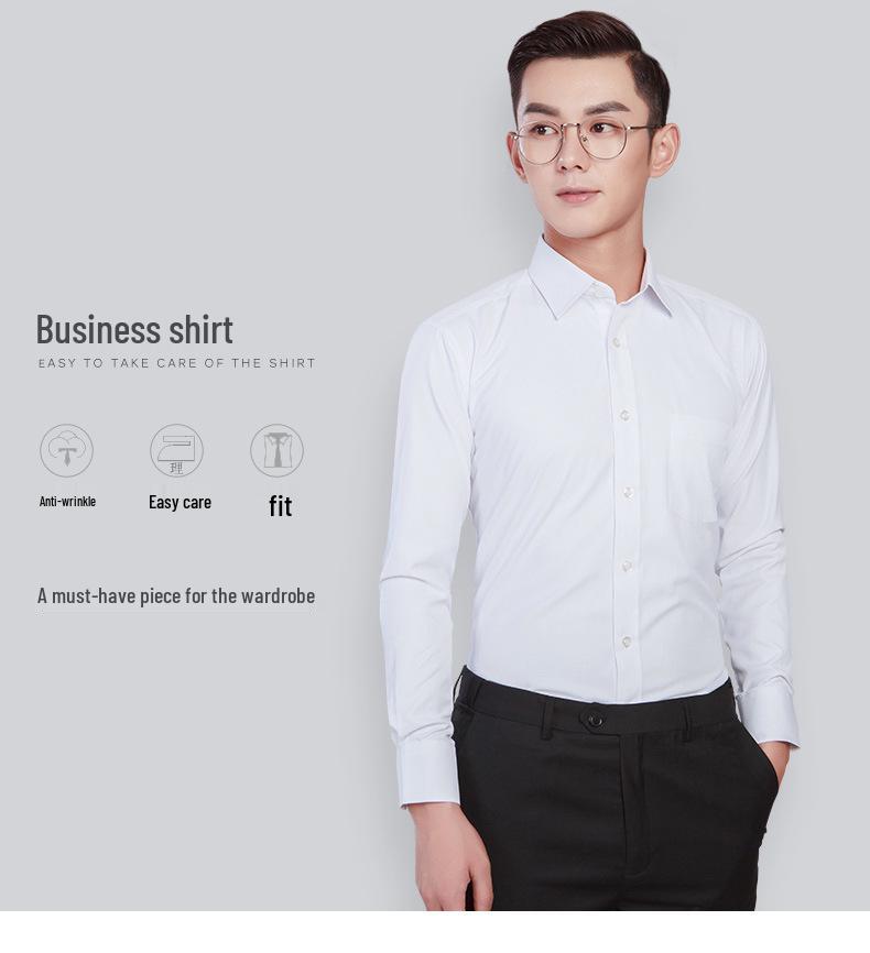 Męska koszula z długim rękawem Golden Shield w białe paski, o luźnym kroju, biznesowa, formalna, zapinana na guziki