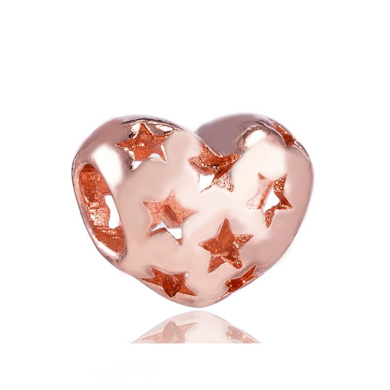 

Delicate Rose Gold Plated Crystal Love Heart Bead Charms Fit Original Bracelet Charms Pendants for Jewelry Making DIY Gifts