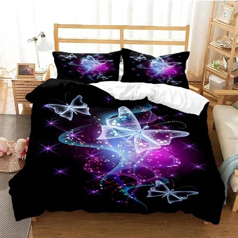 Colourful Butterfly Wings Comfortable Duvet Quilt Cover Pillowcase Bedding Set Children Bedroom Decoration Home Textile