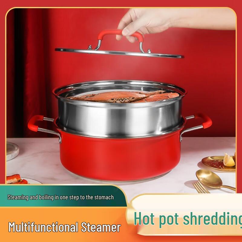 Adneny 410 Stainless Steel 2-Layer Steamer Pot