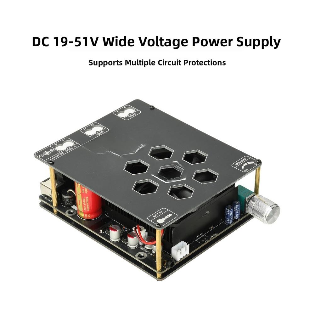 DC Dual Circuit TPA3255 Pure Power Circuit With Adjustable Preamp Gain MCU Smart Protection & Advanced Cooling System