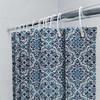 Modern Stripe Blue Shower Curtain Bath Decor For Home, Lightweight Fabric Waterproof Rod Pocket Design (Set)