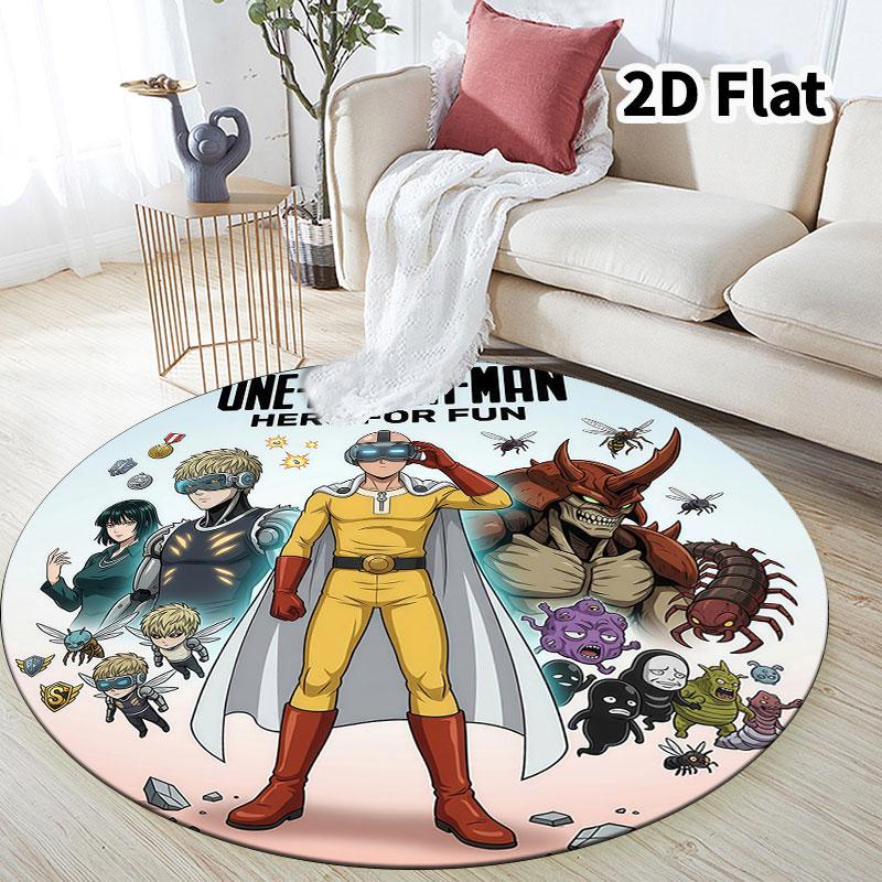 Onepunch Man Round Area Rug Carpet Rug For Living Room Bedroom Sofa Playroom Decor Nonslip Floor Mat