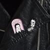 Brooch Family Addams Skull Black Badge Lapel Pin Kids Xmas Gifts