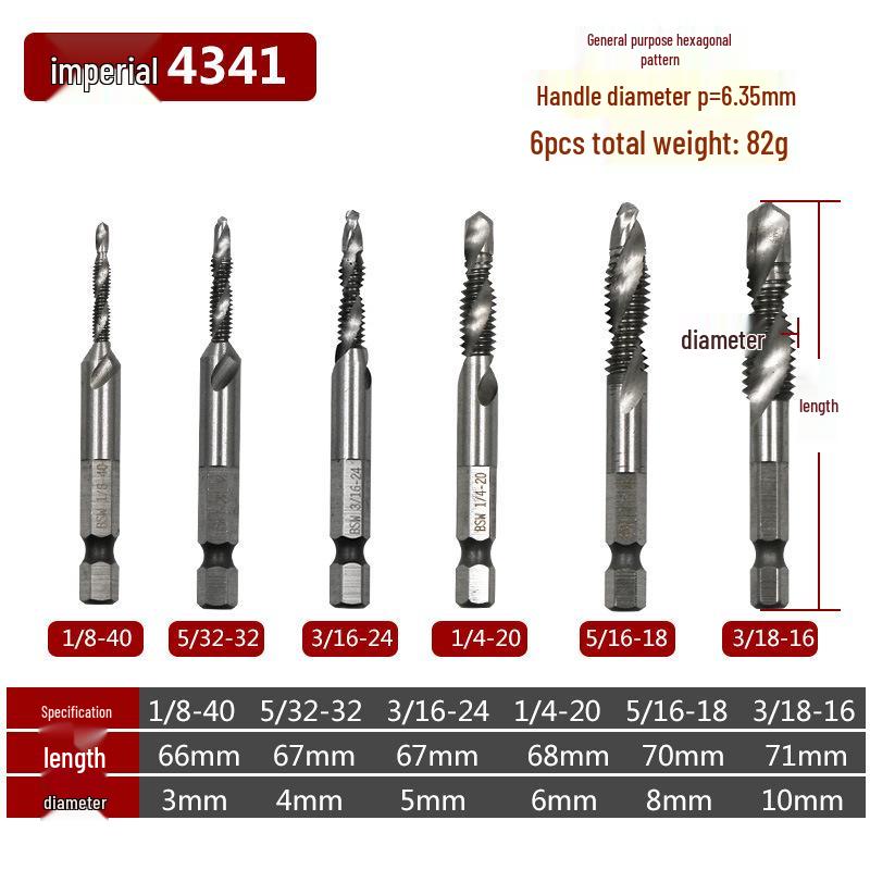 4341-6542 Series Taper Tap: High-Speed Steel Spiral Tap for Hole Opening, Chamfering, and Tapping.