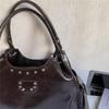 Faux Leather Hobo Bag Women Fashion Shoulder Bag With Stud Detail Soft Texture Handbag Everyday Use