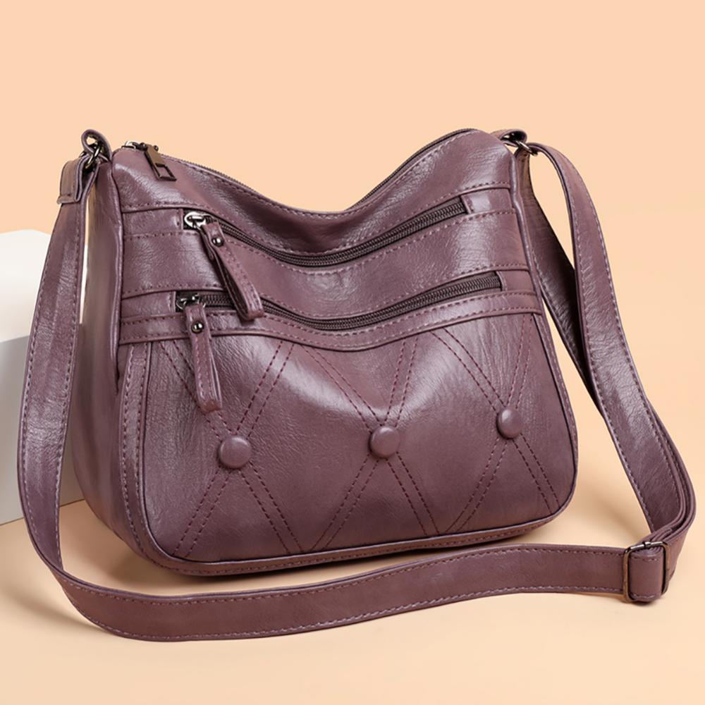 Damskie torby typu crossbody moda PU skórzane wielowarstwowe torby listonoszki dla matki na co dzień jednokolorowe damskie torby na ramię torebki
