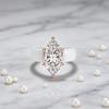 White Silicone CZ Ring for Women, Marquise Cut Cubic Zirconia with Rose Gold Prongs, Daily Wear Casual Fashion Jewelry Gift
