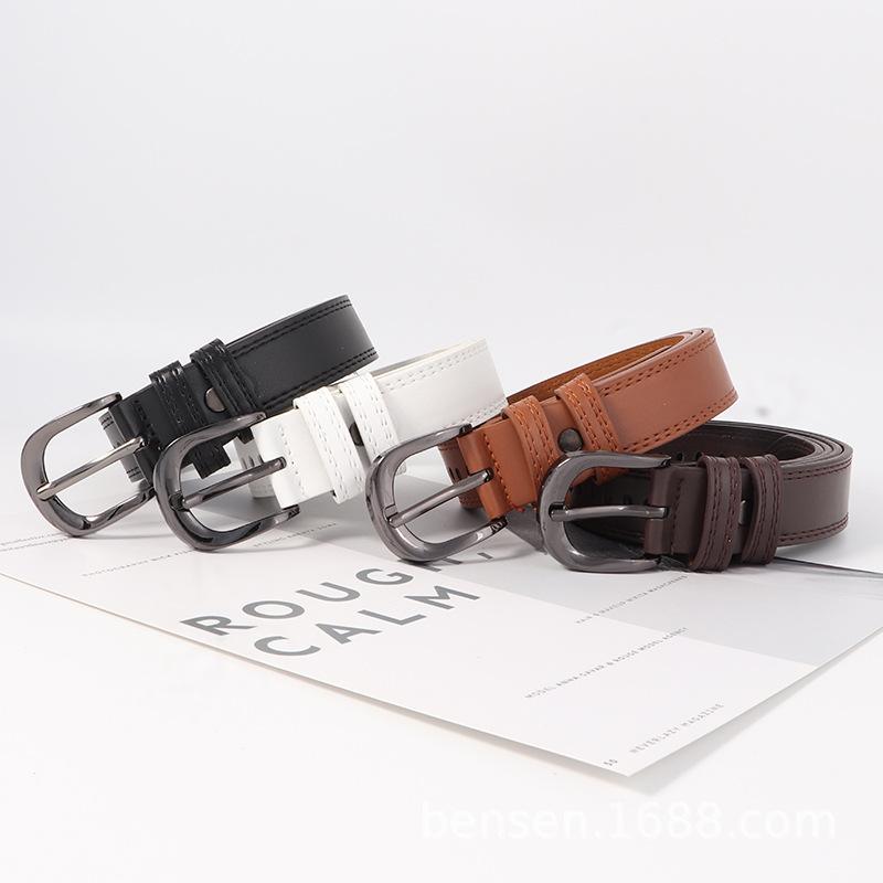 Women S Pu Leather Belt For Jeans Simple Versatile Style