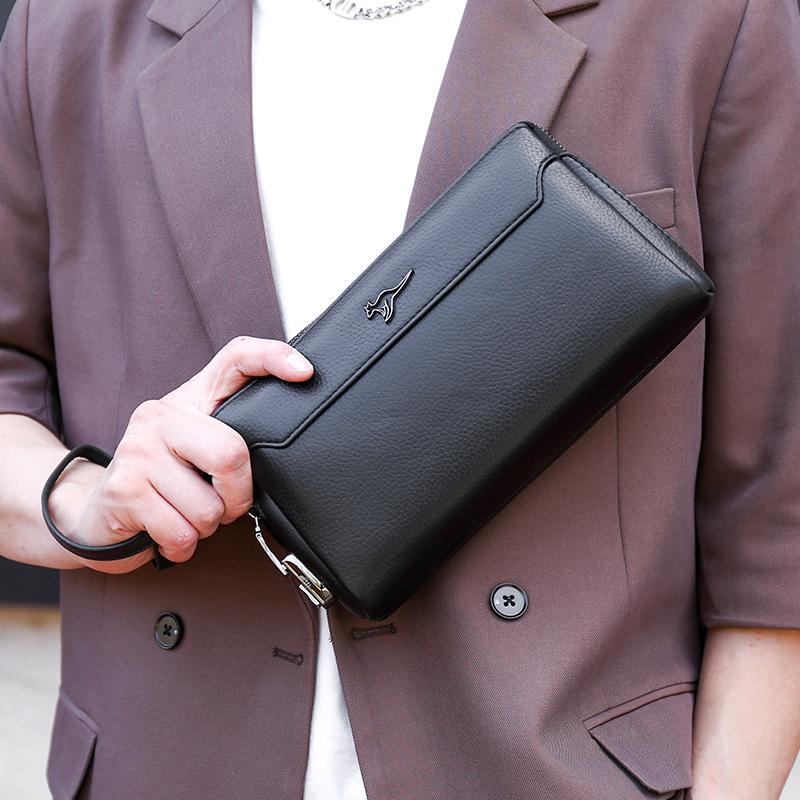 Fashion Business Men's Handbag Clutch Bag Anti-theft Lock PU Leather Male Waist Bag 3 Layers Design Stylish Men's Money Pouch