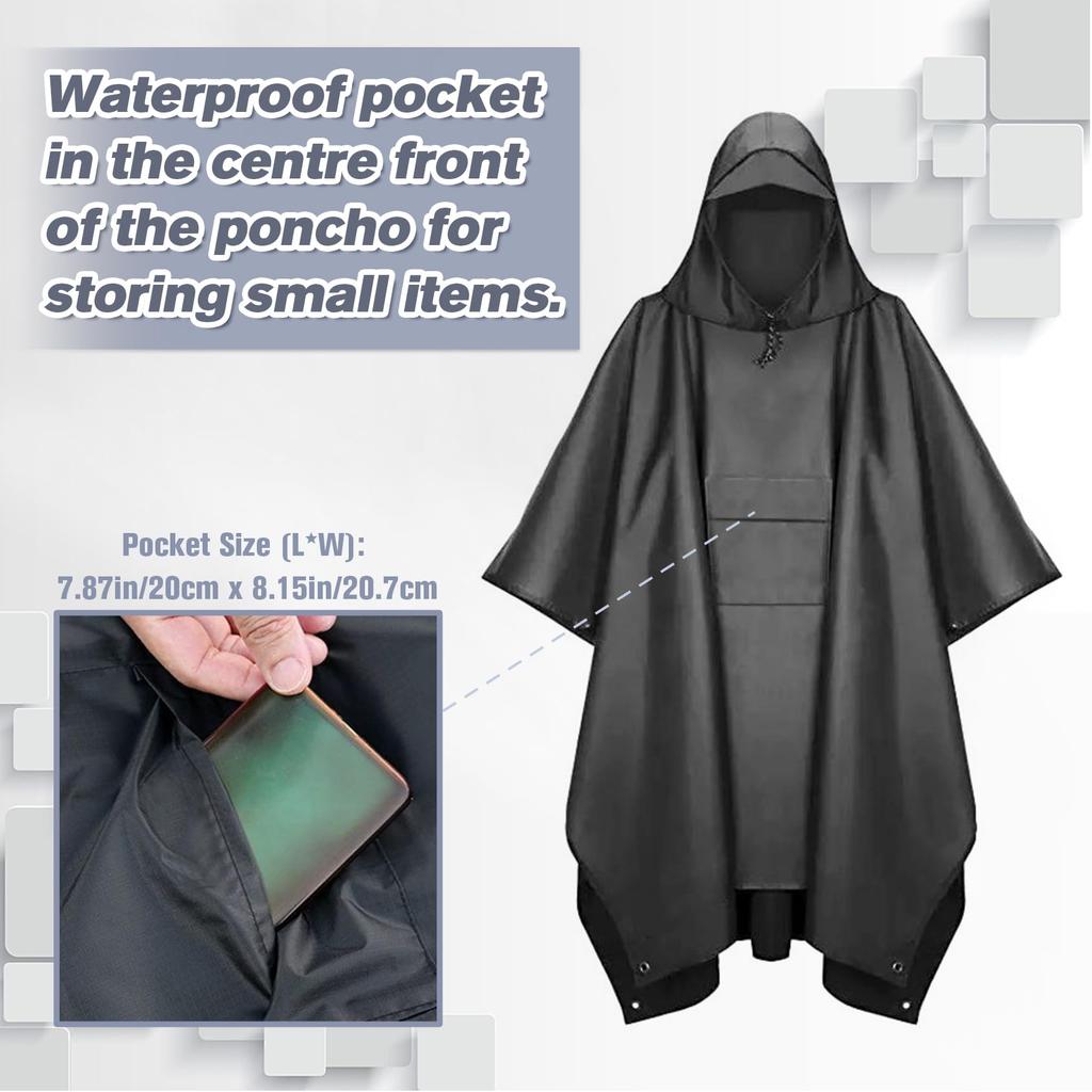 Rain Running Poncho Rain Reflective Backpack Storage Bag PU Easy to Disaster Prevention Rainy Season For Unisex Free [Xrkuu] Raincoat, Poncho,