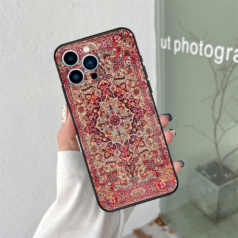 Persischer Teppich Blumenmuster Hülle Für iPhone 16 15 12 13 Mini 11 12 13 14 Pro Max X XS Max Plus XR Handyhülle